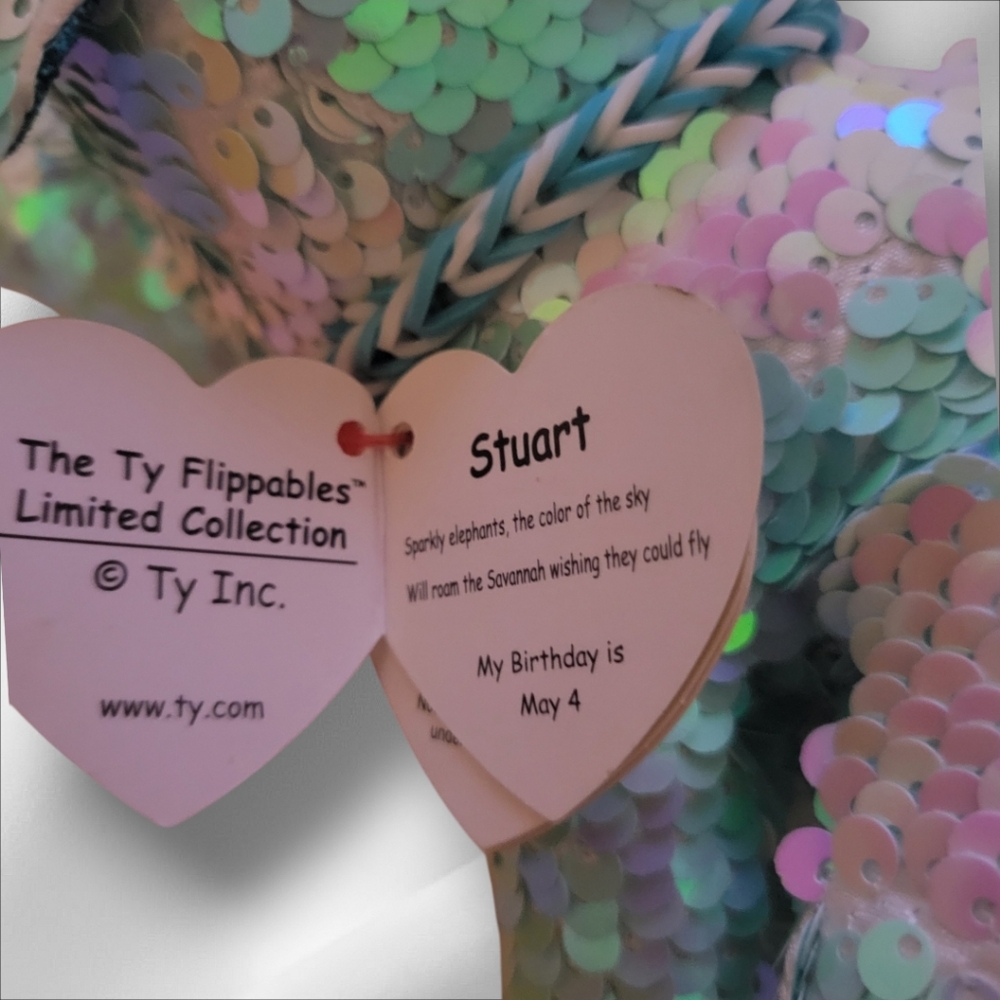 Ty Beanie Boo Flippable Stuart The Elephant With Reversible Sequins Bling 7" - Picture 10 of 11
